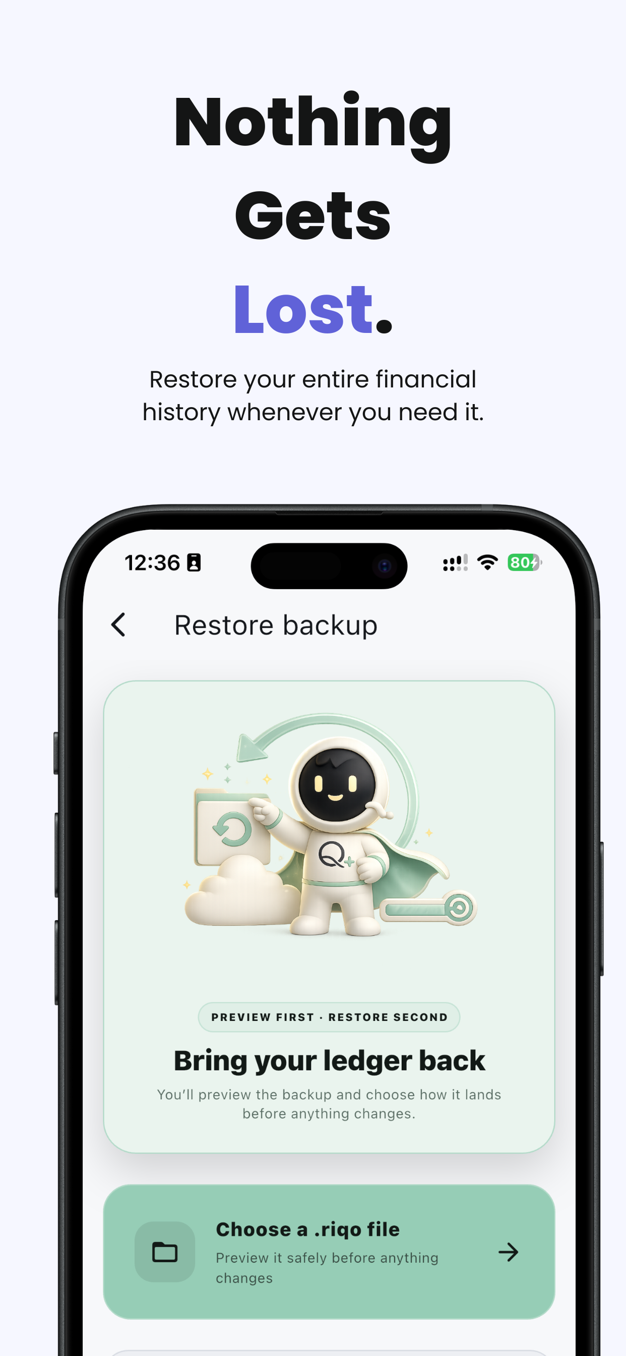 Riqo restore screen